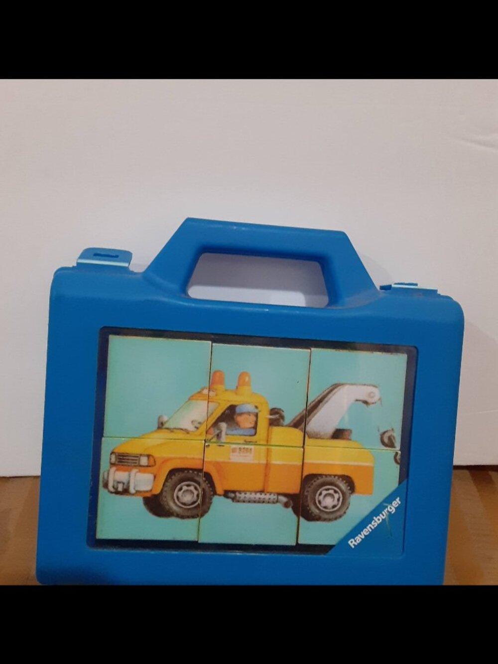 Rare Ravensburger Block Big Construction Vehicles Cube Puzzles in Carry Case
